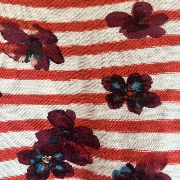 Anthropologie Postmark Striped Floral Crop Top Size S Red White Tie Front - Picture 5 of 6